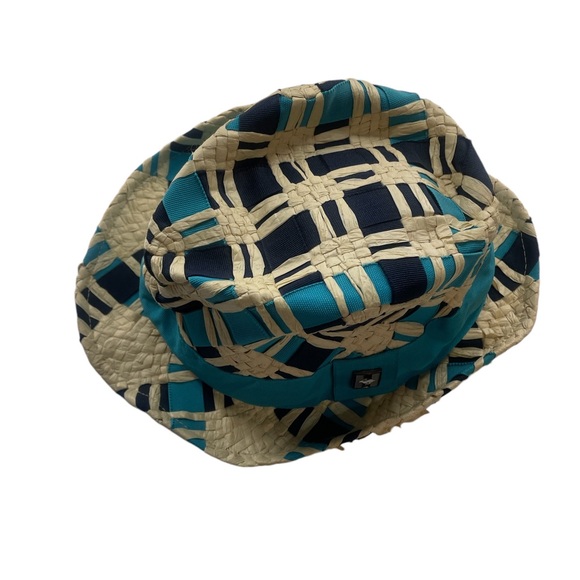 Peter Grim Fedora,Sun, hat,Multi colored blue,turquoise, weaved,navy blue,tan,OS - Picture 2 of 7